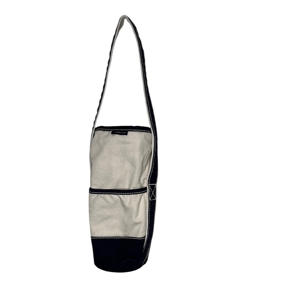 Lands' End White Navy Canvas Insulated Beverage Bottle Cooler Carrier